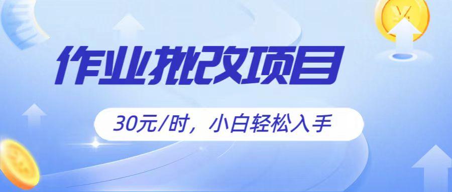 作业批改项目30元/时，简单小白轻松入手，非常适合兼职-百盛轻创