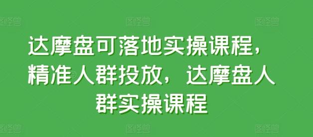 达摩盘可落地实操课程，精准人群投放，达摩盘人群实操课程-百盛轻创