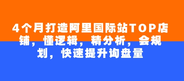 4个月打造阿里国际站TOP店铺，懂逻辑，精分析，会规划，快速提升询盘量-小艾项目网