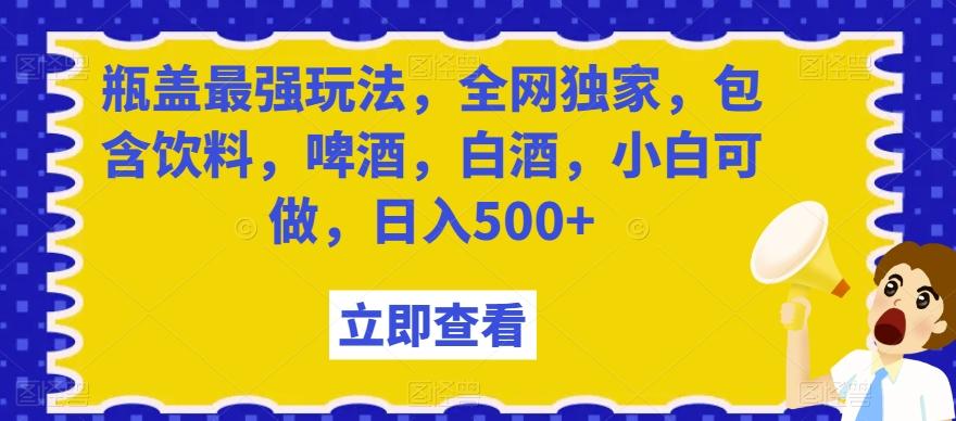 瓶盖最强玩法，全网独家，包含饮料，啤酒，白酒，小白可做，日入500+【揭秘】-百盛轻创