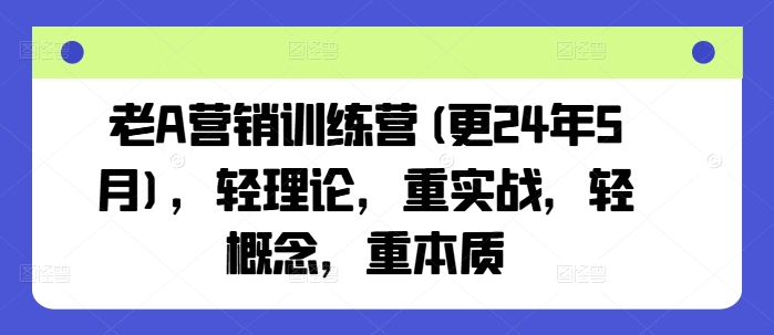老A营销训练营(更25年4月)，轻理论，重实战，轻概念，重本质-小艾项目网