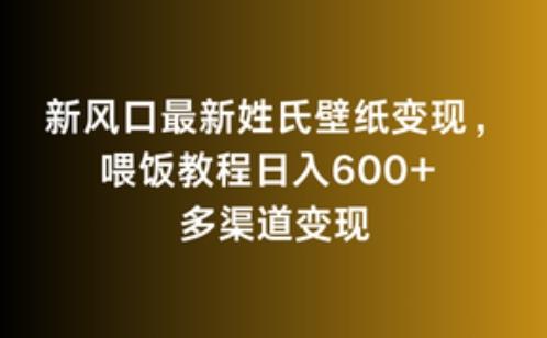 新风口最新姓氏壁纸变现，喂饭教程日入600+【揭秘】-百盛轻创