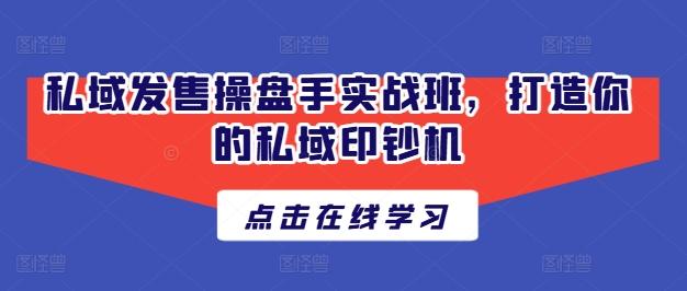 私域发售操盘手实战班，打造你的私域印钞机-百盛轻创
