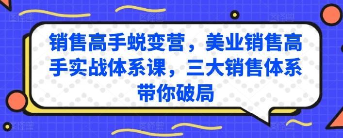 销售高手蜕变营，美业销售高手实战体系课，三大销售体系带你破局-百盛轻创