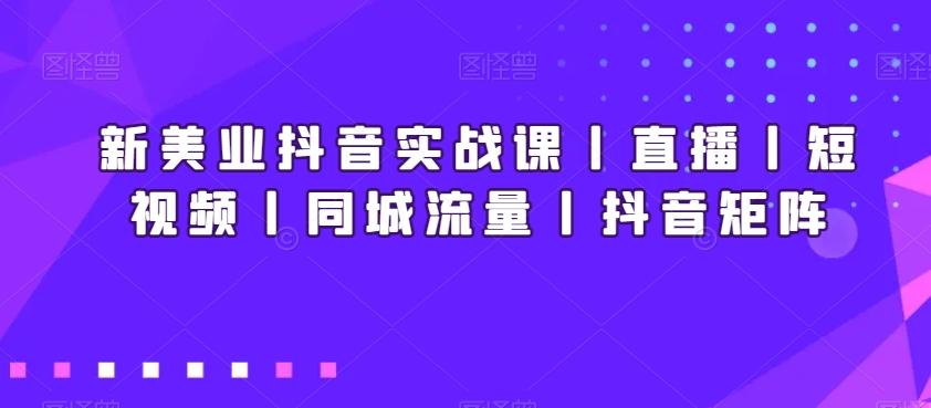 新美业抖音实战课丨直播丨短视频丨同城流量丨抖音矩阵-百盛轻创