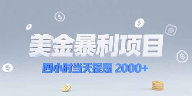 美金暴利项目，四小时当天提现 2000+机会留给会选赛道的人-小艾项目网