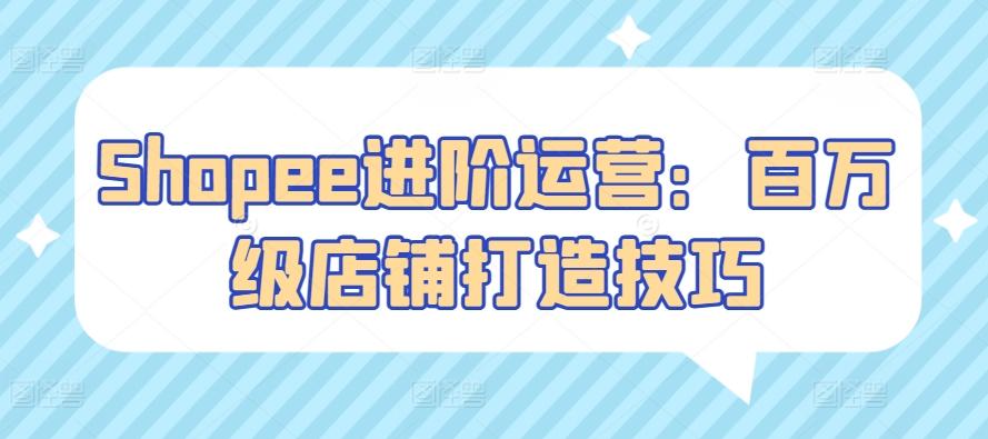 Shopee进阶运营：百万级店铺打造技巧-小艾项目网