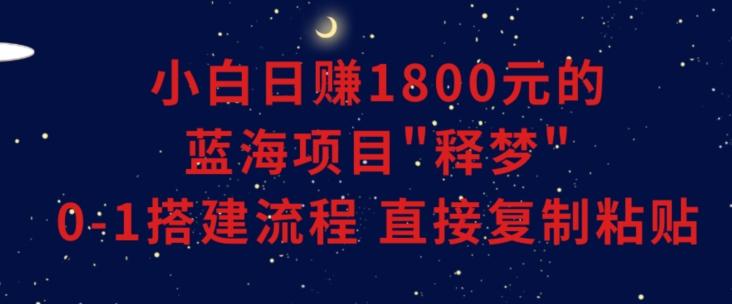 小白能日赚1800元的蓝海项目”释梦”0-1搭建流程可直接复制粘贴长期做【揭秘】-百盛轻创