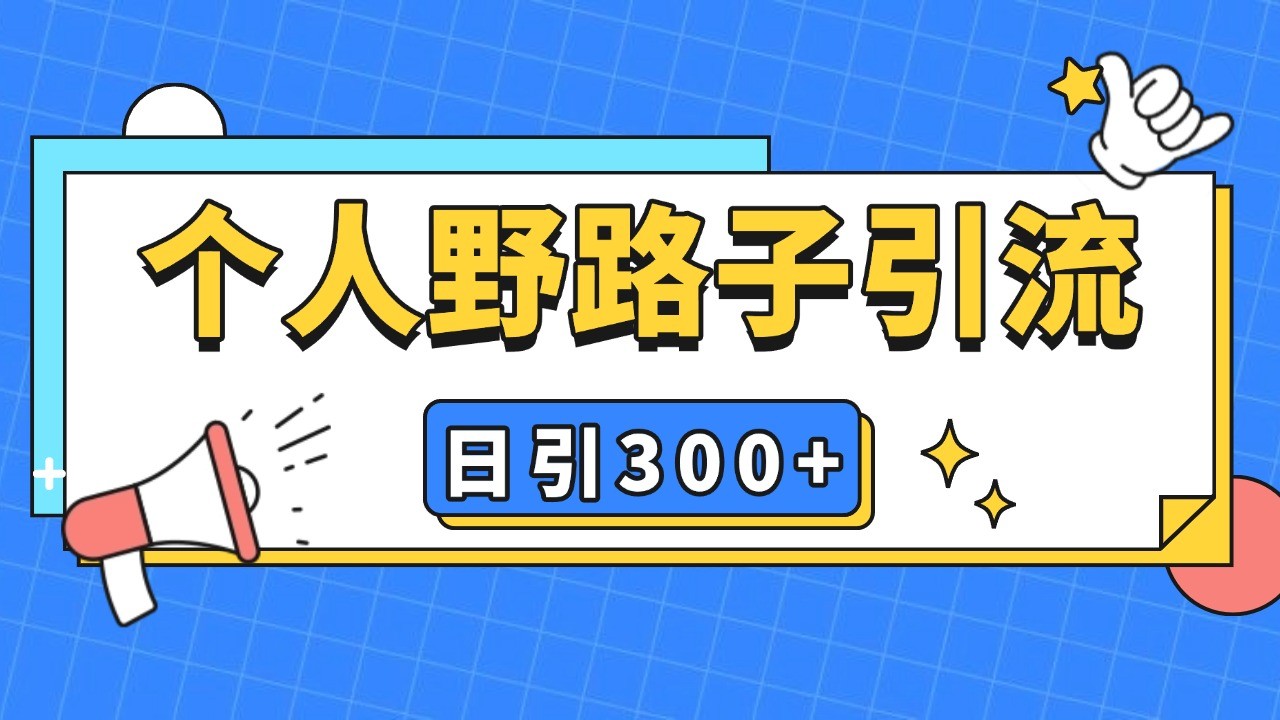 个人野路子引流日引300+精准客户，暴力截流玩法+克隆自热-小艾项目网