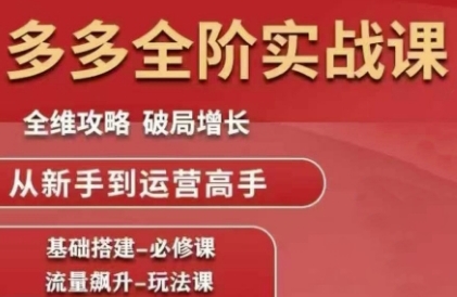 拼多多全阶实战课程，全维攻略，破局增长，从新手到运营高手-百盛轻创