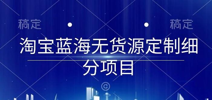 淘宝蓝海无货源定制细分项目，从0到起店实操全流程【揭秘】-百盛轻创