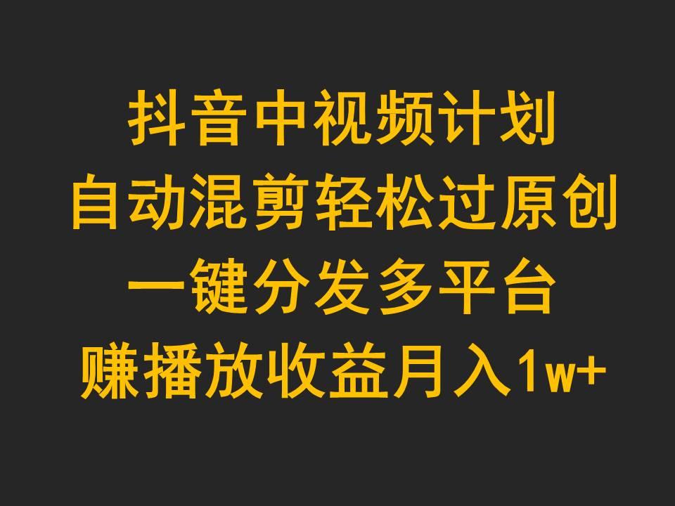 (9825期)抖音中视频计划，自动混剪轻松过原创，一键分发多平台赚播放收益，月入1w+-小艾项目网