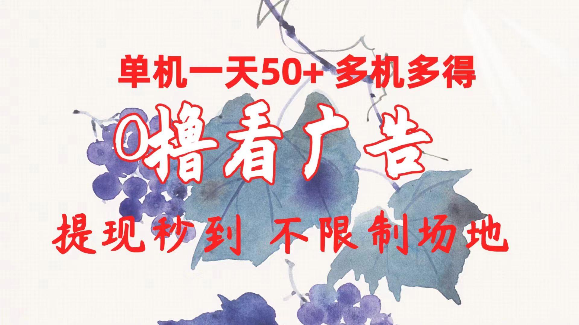 0撸看广告 单机一天50+多机多得 提现秒到 不限制场地操作-小艾项目网