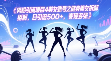 男粉引流项目4美女账号之健身美女拆解，日引流500+，变现多张-小艾项目网