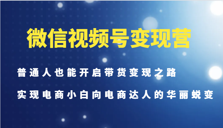 微信视频号变现营-普通人也能开启带货变现之路，实现电商小白向电商达人的华丽蜕变-百盛轻创