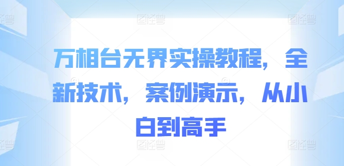 万相台无界实操教程，全新技术，案例演示，从小白到高手-百盛轻创
