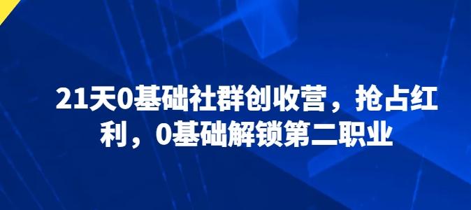 21天0基础社群创收营，抢占红利，0基础解锁第二职业-百盛轻创