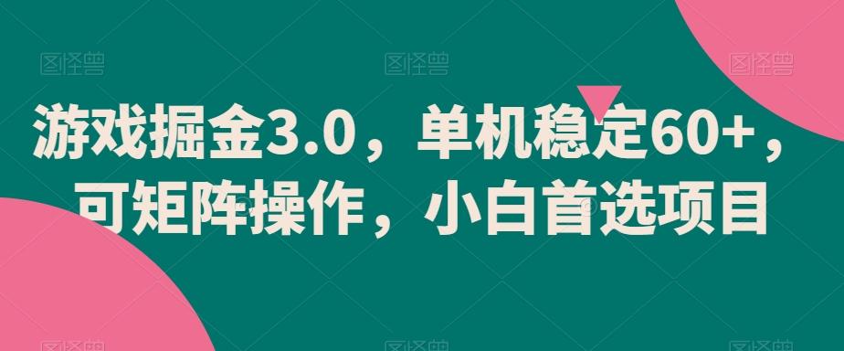 游戏掘金3.0，单机稳定60+，可矩阵操作，小白首选项目【揭秘】-百盛轻创
