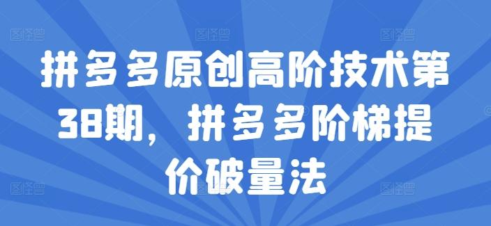 拼多多原创高阶技术第38期,拼多多阶梯提价破量法