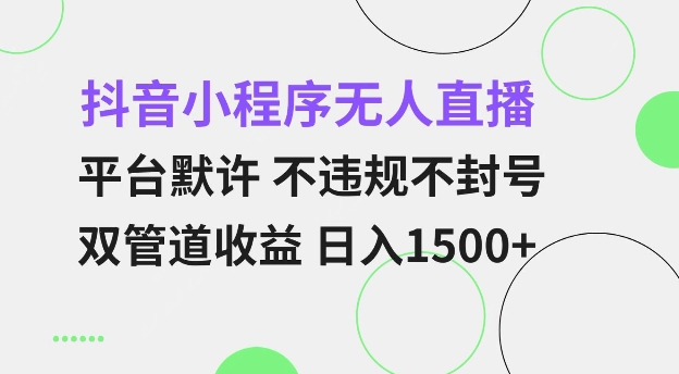 抖音小程序无人直播 平台默许 不违规不封号 双管道收益 日入多张 小白也能轻松操作【仅揭秘】-百盛轻创