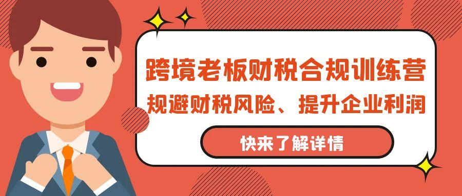 (9838期)跨境老板-财税合规训练营，规避财税风险、提升企业利润-小艾项目网