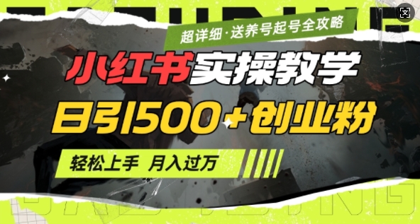 2月小红书最新日引500+创业粉实操教学【超详细】小白轻松上手，月入1W+，附小红书养号起号SOP-小艾项目网