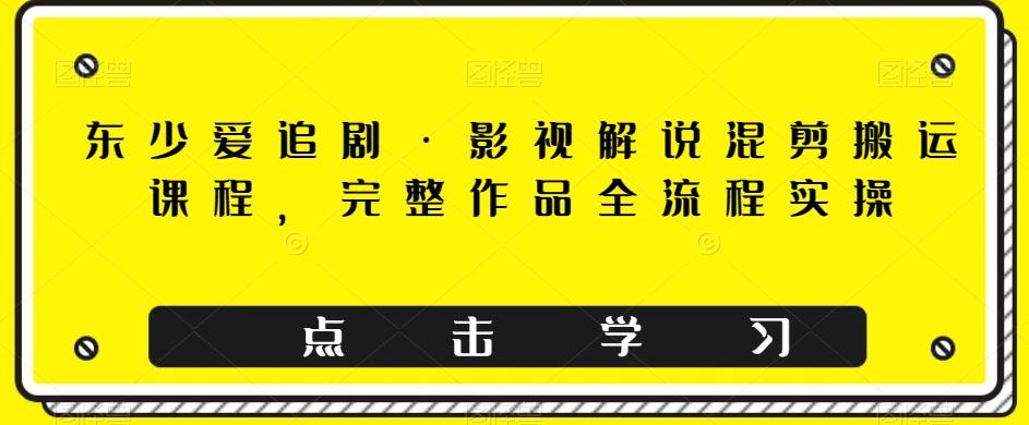 东少爱追剧·影视解说混剪搬运课程，完整作品全流程实操-小艾项目网