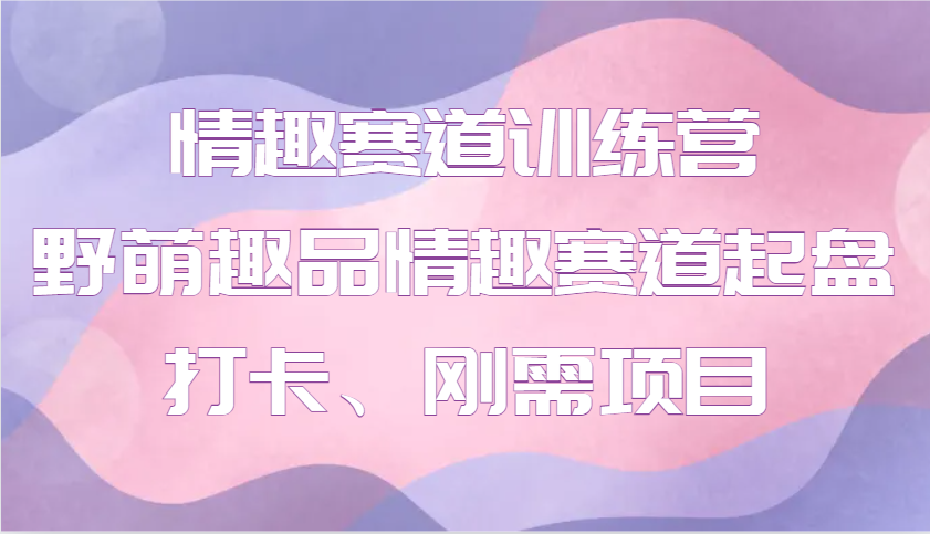 情趣赛道训练营 野萌趣品情趣赛道起盘打卡、刚需项目-百盛轻创