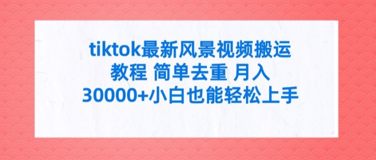 tiktok最新风景视频搬运教程 简单去重 月入3W+小白也能轻松上手【揭秘】-百盛轻创