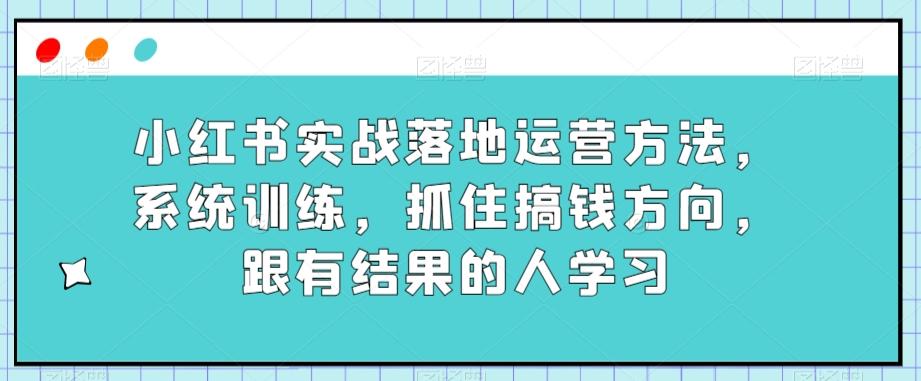 小红书实战落地运营方法，系统训练，抓住搞钱方向，跟有结果的人学习-小艾项目网