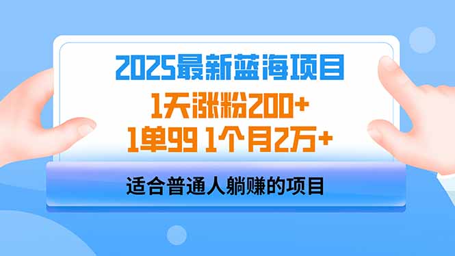 2025蓝海项目 1天涨粉200+ 1单99 1个月2万+-小艾项目网