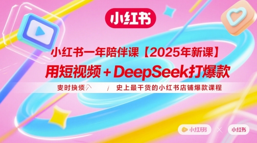 小红书一年陪伴课【2025年新课】，用短视频+deepSeek打爆款，史上最干货的小红书店铺爆款课程-小艾项目网