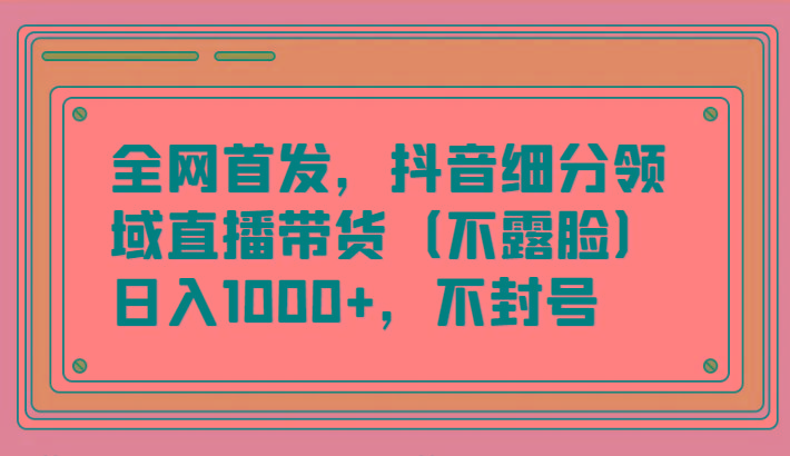 全网首发，抖音细分领域直播带货(不露脸)项目，日入1000+，不封号-百盛轻创