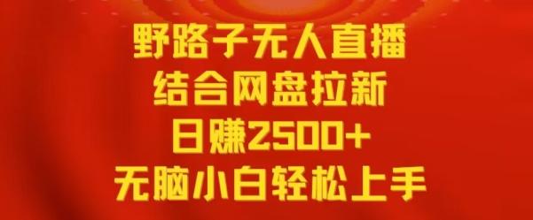 野路子无人直播结合网盘拉新，日赚2500+，小白无脑轻松上手【揭秘】-百盛轻创